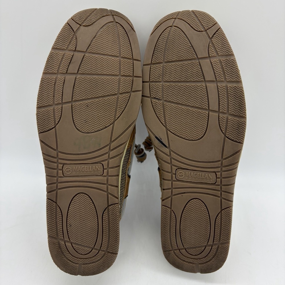 Magellan Womens 8.5 Shoes Boat Deck Brown Tan Leather Comfort Flat Round Toe - Picture 6 of 11